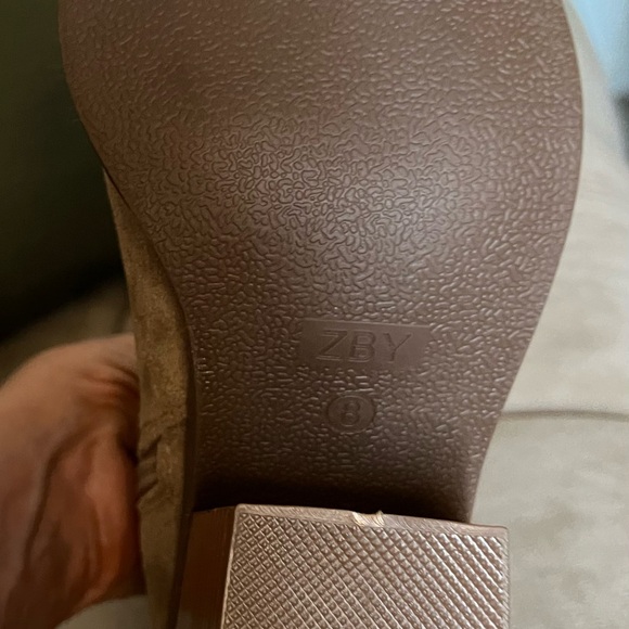 Taupe Suede Ankle Booties - Picture 6 of 10